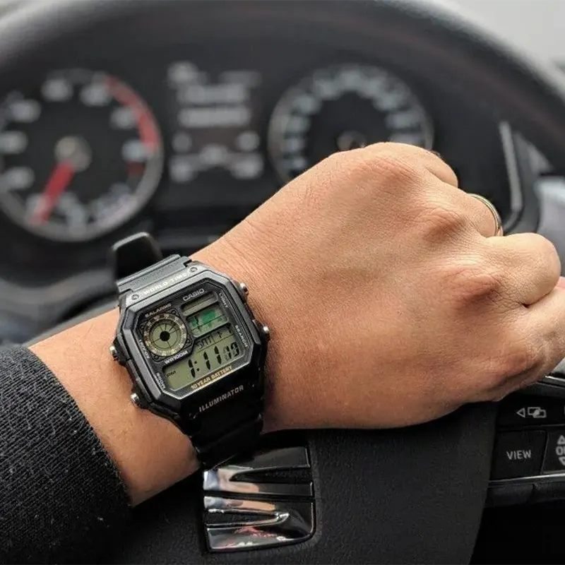 Casio Youth 10 years Battary Life Amber Dial Men's Watch- AE-1200WH-1BV